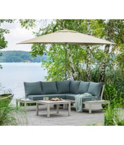 Dehner Sonnenschirm Samos, Rechteckig, Ca. B300/T200 Cm -Optimal Gartenmöbel Geschäft 2408003 WE MO 001 SchirmSamosCremeNeu