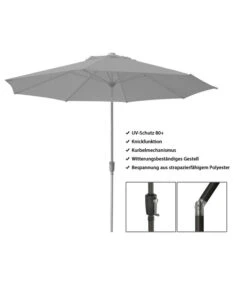 Dehner Schirm Milos, Rund, Ca. Ø294 Cm -Optimal Gartenmöbel Geschäft 2408086 WE FS 003 DehnerSchirmMilos