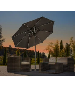 Schneider Sonnenschirm Blacklight, Rund, Ca. Ø270 Cm -Optimal Gartenmöbel Geschäft 2452233 WE MO 001 Blacklight270