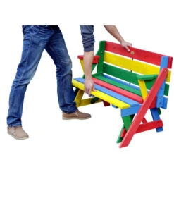 Habau Kinder Picknickbank Bunt, 100 X 50 X 62 Cm -Optimal Gartenmöbel Geschäft 4031100 WE FS 003 KinderPicknickbank