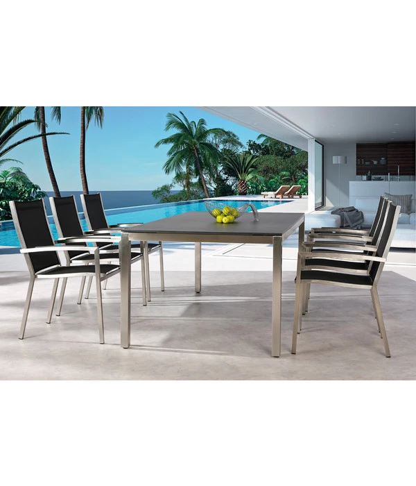 Best Stapelsessel Marbella, 57x64x93 Cm, Edelstahl, Schwarz 4 Best Stapelsessel Marbella, 57x64x93 Cm, Edelstahl, Schwarz – Bild 2