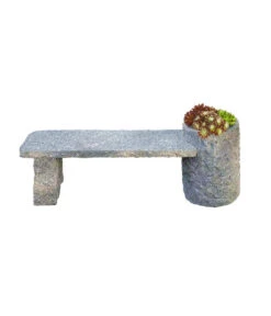 Dehner Granit-Gartenbank Flora, Ca. B130/H45/T30 Cm, Grau