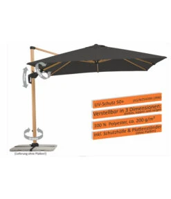 Schneider Ampelschirm Rhodos Twist Woody, Anthrazit, Rechteckig, Ca. B300/T360 Cm -Optimal Gartenmöbel Geschäft 4355640 WE DE 003 RhodosTwistWoody