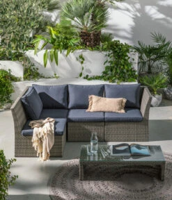 Dehner Geflecht-Lounge Rom, 4-teilig -Optimal Gartenmöbel Geschäft 4407334 WE MO 002 DehnerGeflechtLoungeRomNEU