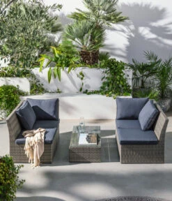 Dehner Geflecht-Lounge Rom, 4-teilig -Optimal Gartenmöbel Geschäft 4407334 WE MO 003 DehnerGeflechtLoungeRomNEU