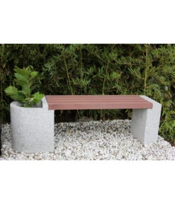 Dehner Granit-Gartenbank, Ca. B145/H45/T35 Cm, Grau/braun -Optimal Gartenmöbel Geschäft 4451605 WE MO 001 DehnerGranitGartenBankMitWPCBepflanzkasten