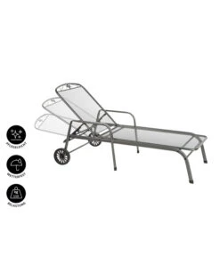 MWH Gartenliege Savoy, Ca. B81/H52/T187 Cm -Optimal Gartenmöbel Geschäft 5312897 WE IG 001 MwhGartenliegeSavoyMetLiegeSavoyEGrau