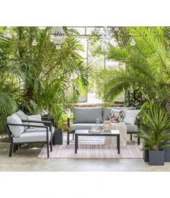 Dehner Alu-Lounge New York, 4-teilig -Optimal Gartenmöbel Geschäft 6670954 WE MO 002 DehnerAluLoungeNewYork