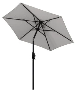 Derby Kurbelschirm Basic Lift Neo, Rund, Ca. Ø180 Cm -Optimal Gartenmöbel Geschäft 6739130 WE FS 002 BasicLiftNeo180hellgrau