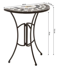 Dehner Mosaiktisch Diana Halbrund, Ca. B60/H72,5/T31,5 Cm -Optimal Gartenmöbel Geschäft 6875082 WE BG 001 TischDiana