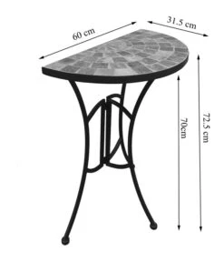 Dehner Mosaiktisch Grazia Halbrund, Ca. B60/H72,5/T31,5 Cm 9 Dehner Mosaiktisch Grazia Halbrund, Ca. B60/H72,5/T31,5 Cm -Optimal Gartenmöbel Geschäft 6875132 WE DE 001 TischhalbrundGraziaSkizze