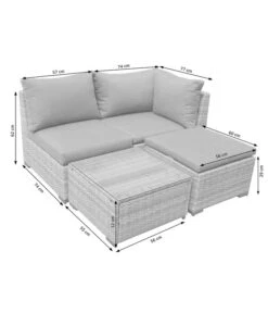 Dehner Balkonset Como, 4-teilig -Optimal Gartenmöbel Geschäft 6894166 WE DE 001 BalkonSetComoSkizze