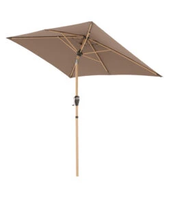 Doppler Sonnenschirm Aluwood Ultra, Rechteckig, Ca. B210/T140 Cm -Optimal Gartenmöbel Geschäft 6910426 WE FS 005 AluWoodAutoTiltUltra210x140Greige
