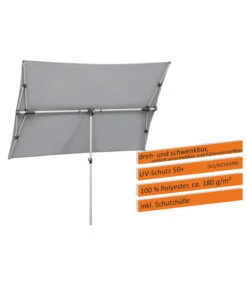 Schneider Sonnenschirm Novara, Rechteckig, Ca. B190/T140 Cm -Optimal Gartenmöbel Geschäft 6953541 WE IG 001 SchneiderSonnenschirmNovarasilvergrau