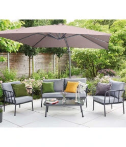 Siena Garden Ampelschirm California N+, Quadratisch, Ca. B250/T250 Cm -Optimal Gartenmöbel Geschäft 6987945 WE MO 001 SienaGardenAmpelschirm250x250cmTaupe